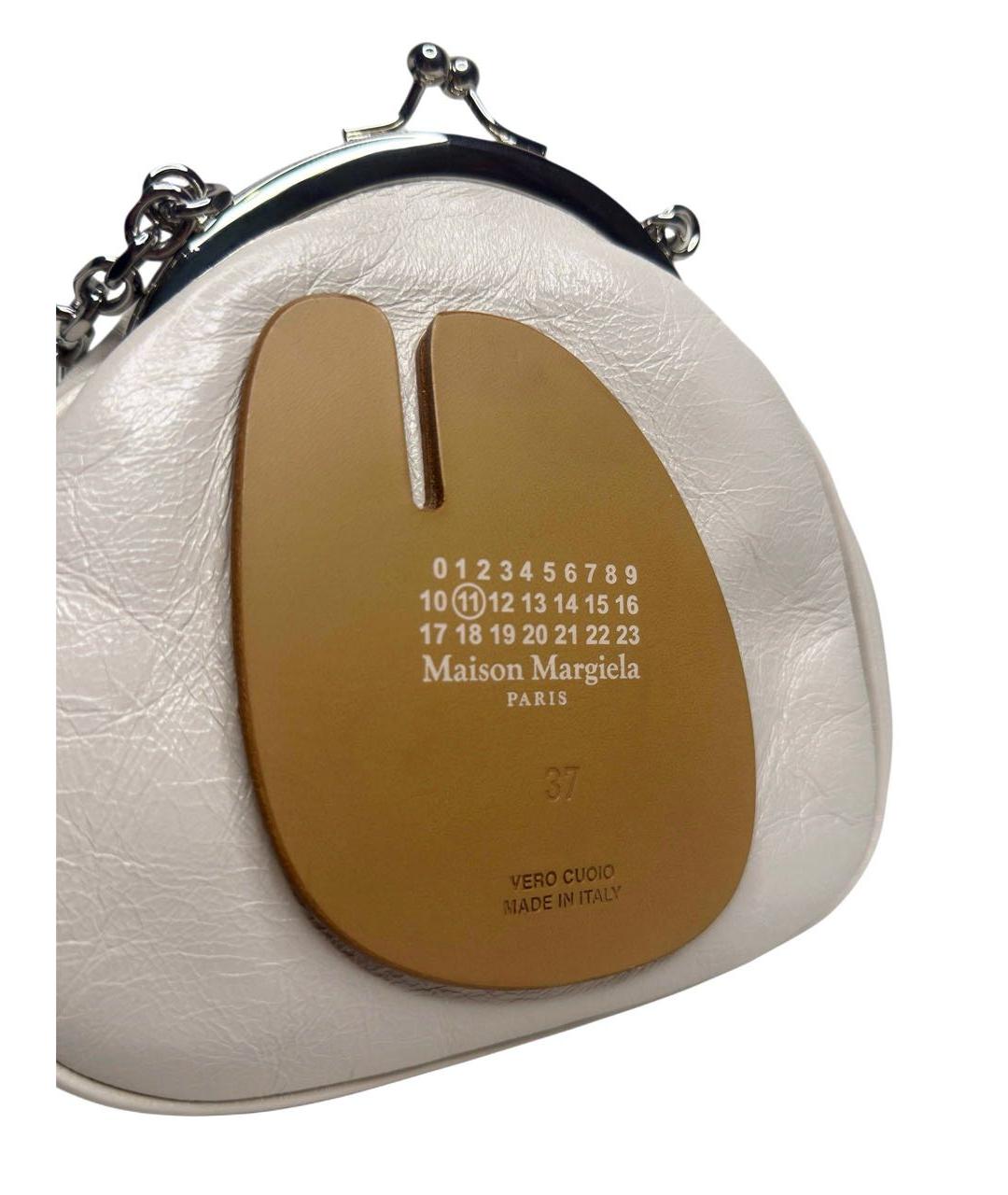 MAISON MARGIELA Белая кожаная сумка через плечо, фото 4