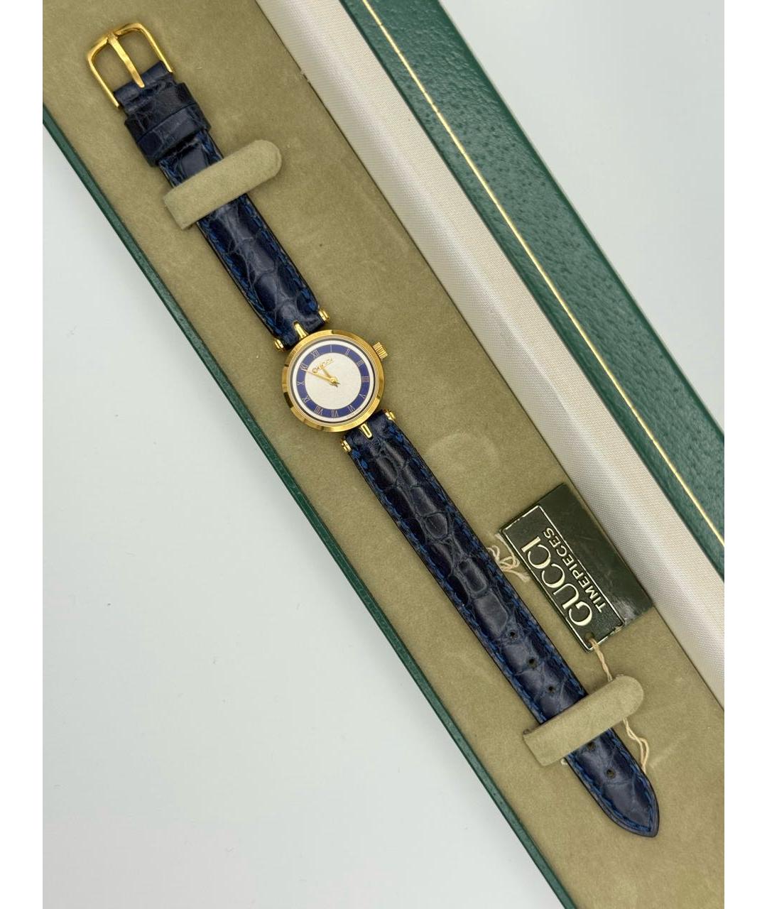 GUCCI Синие позолоченные часы, фото 3