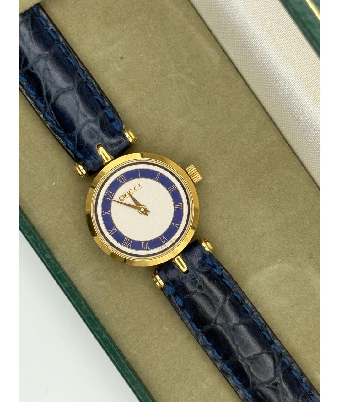 GUCCI Синие позолоченные часы, фото 4