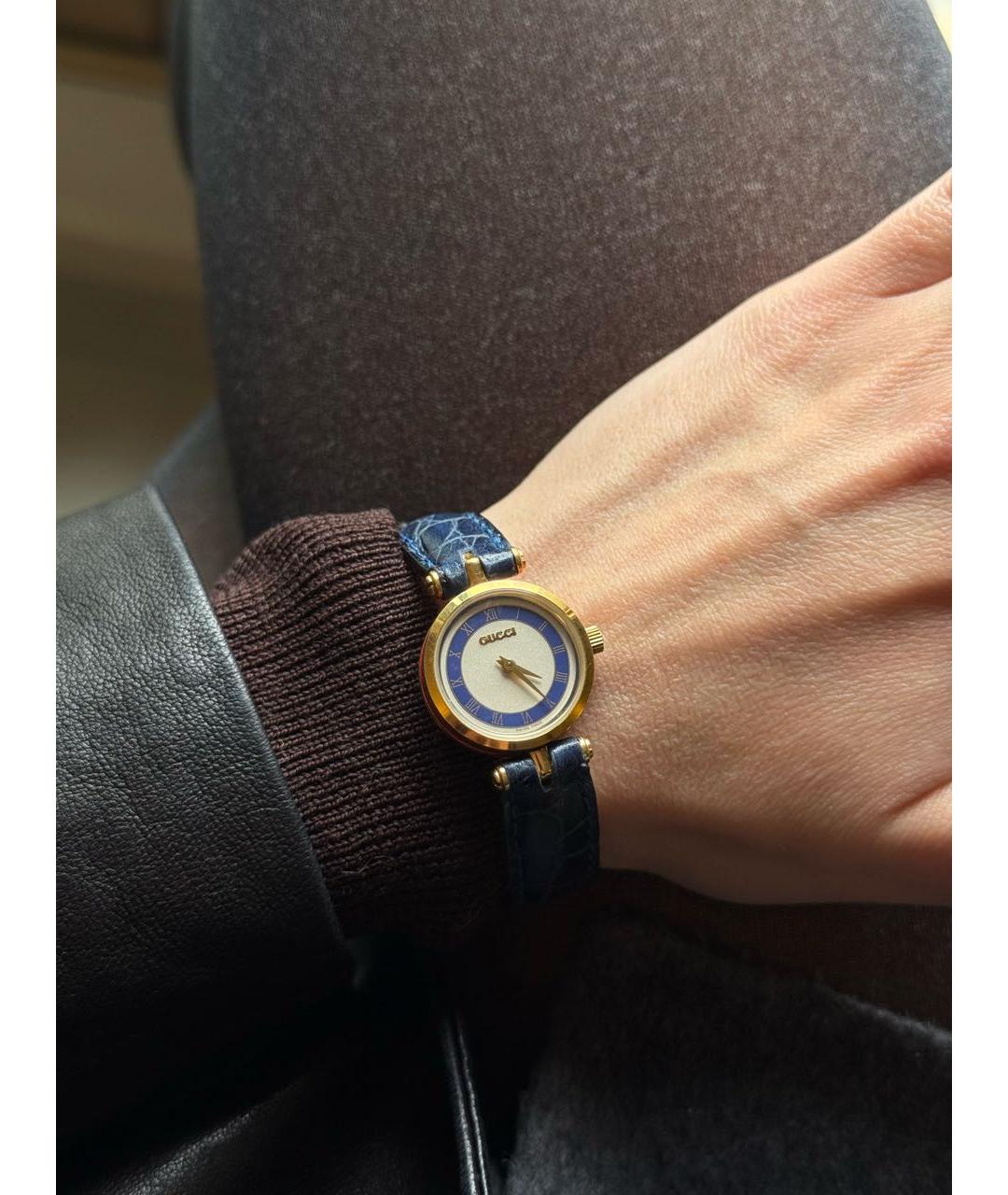 GUCCI Синие позолоченные часы, фото 8