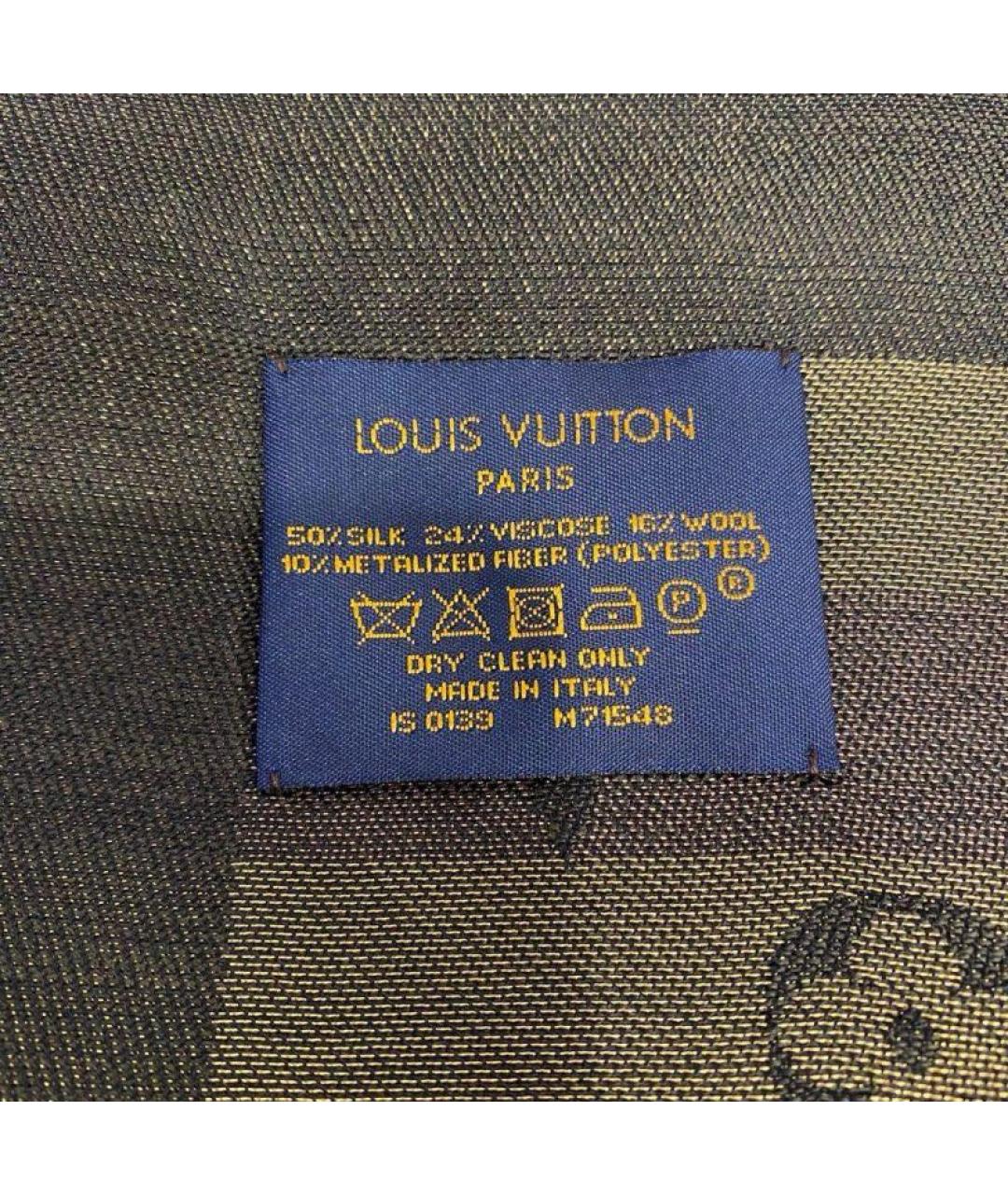 LOUIS VUITTON Коричневый шелковый платок, фото 3