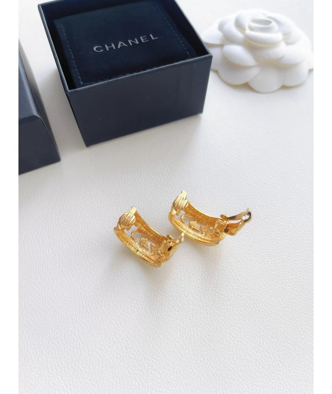 CHANEL Золотые позолоченные серьги, фото 3