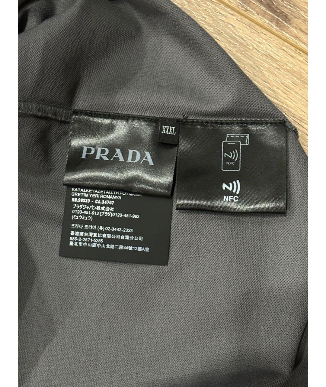 PRADA Серое хлопковое поло с коротким рукавом, фото 8