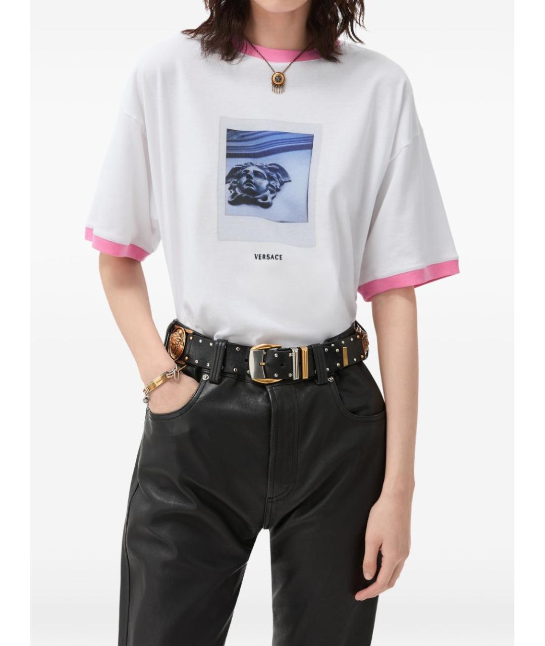 VERSACE Белая хлопковая футболка, фото 4