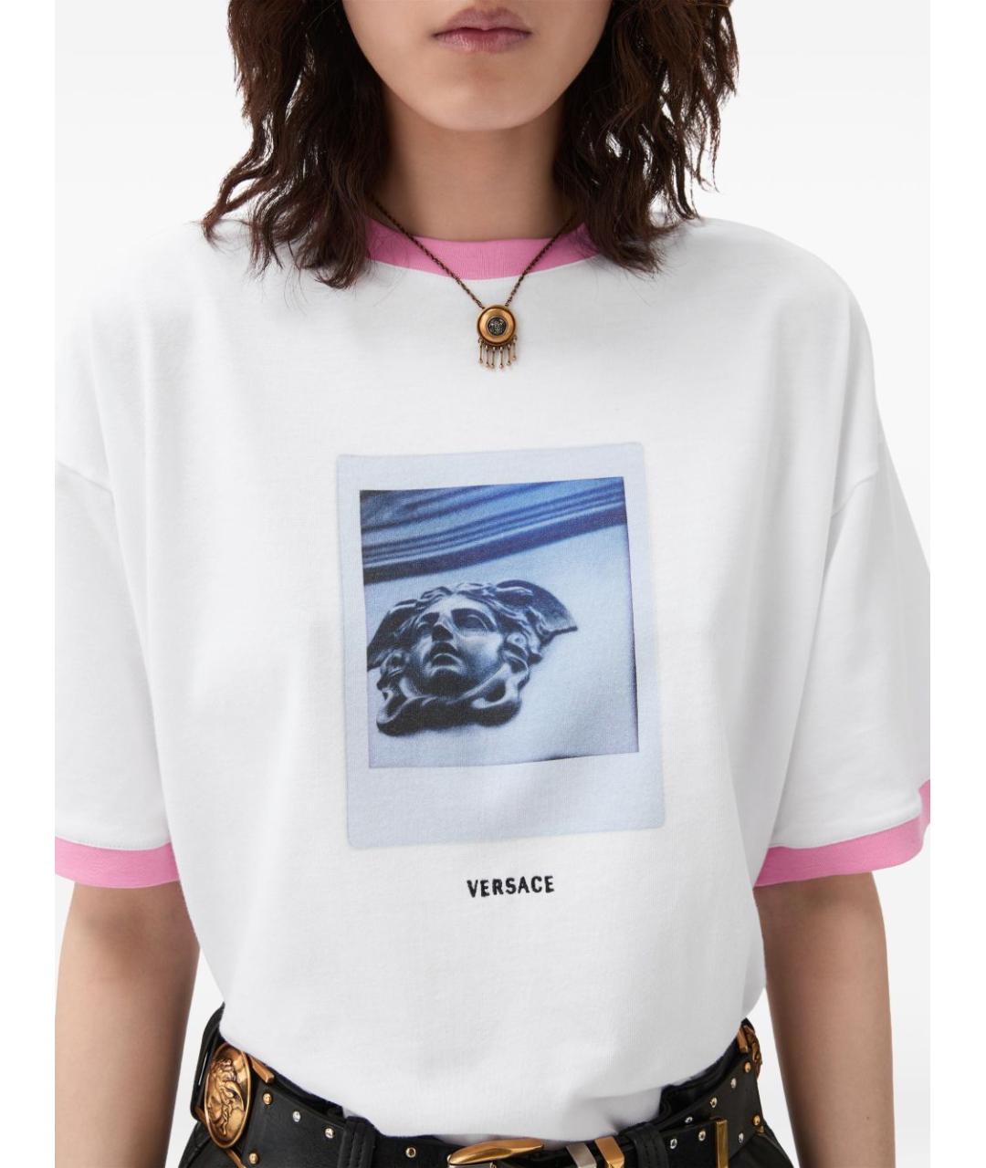 VERSACE Белая хлопковая футболка, фото 3