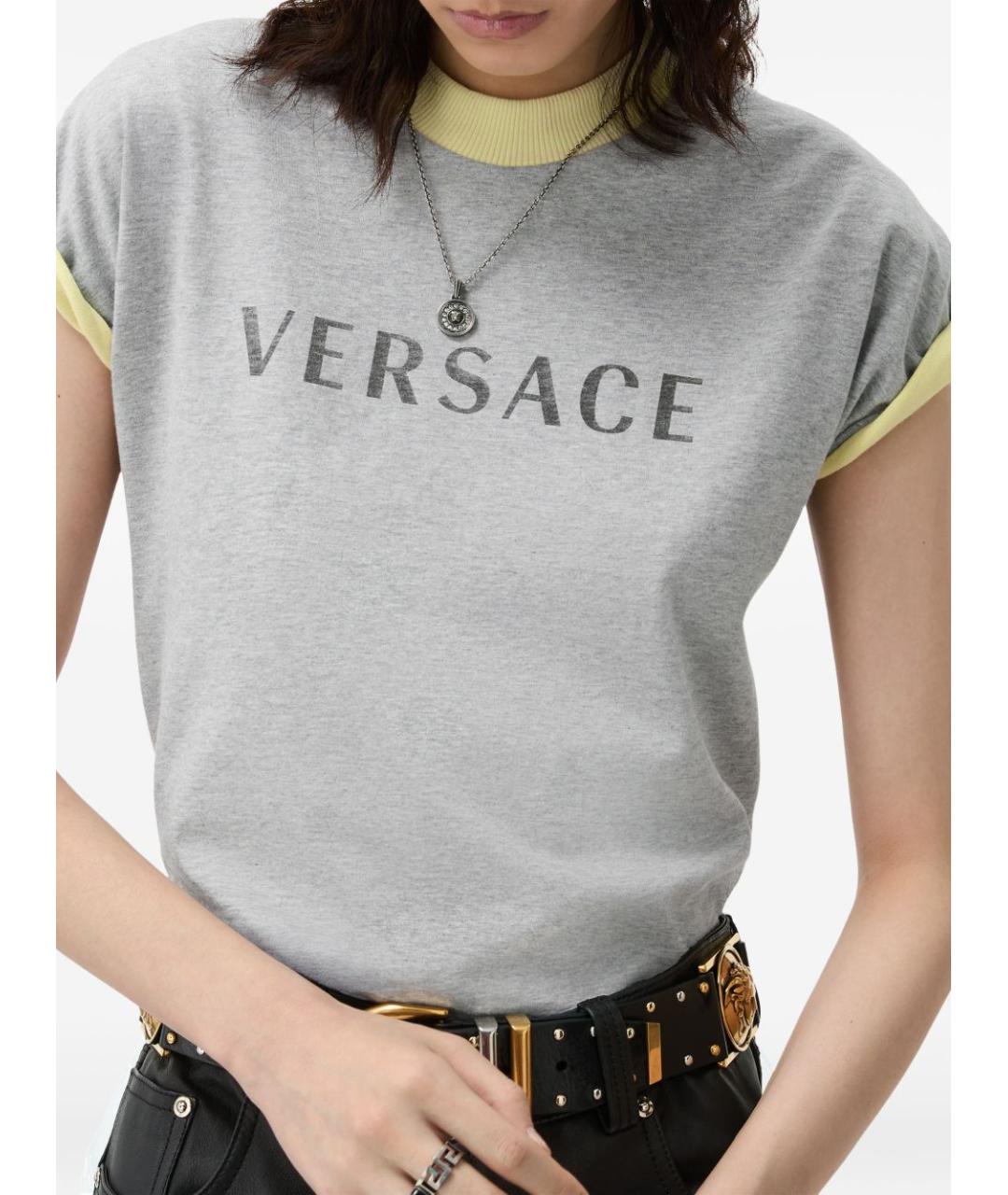VERSACE Серая хлопковая футболка, фото 2