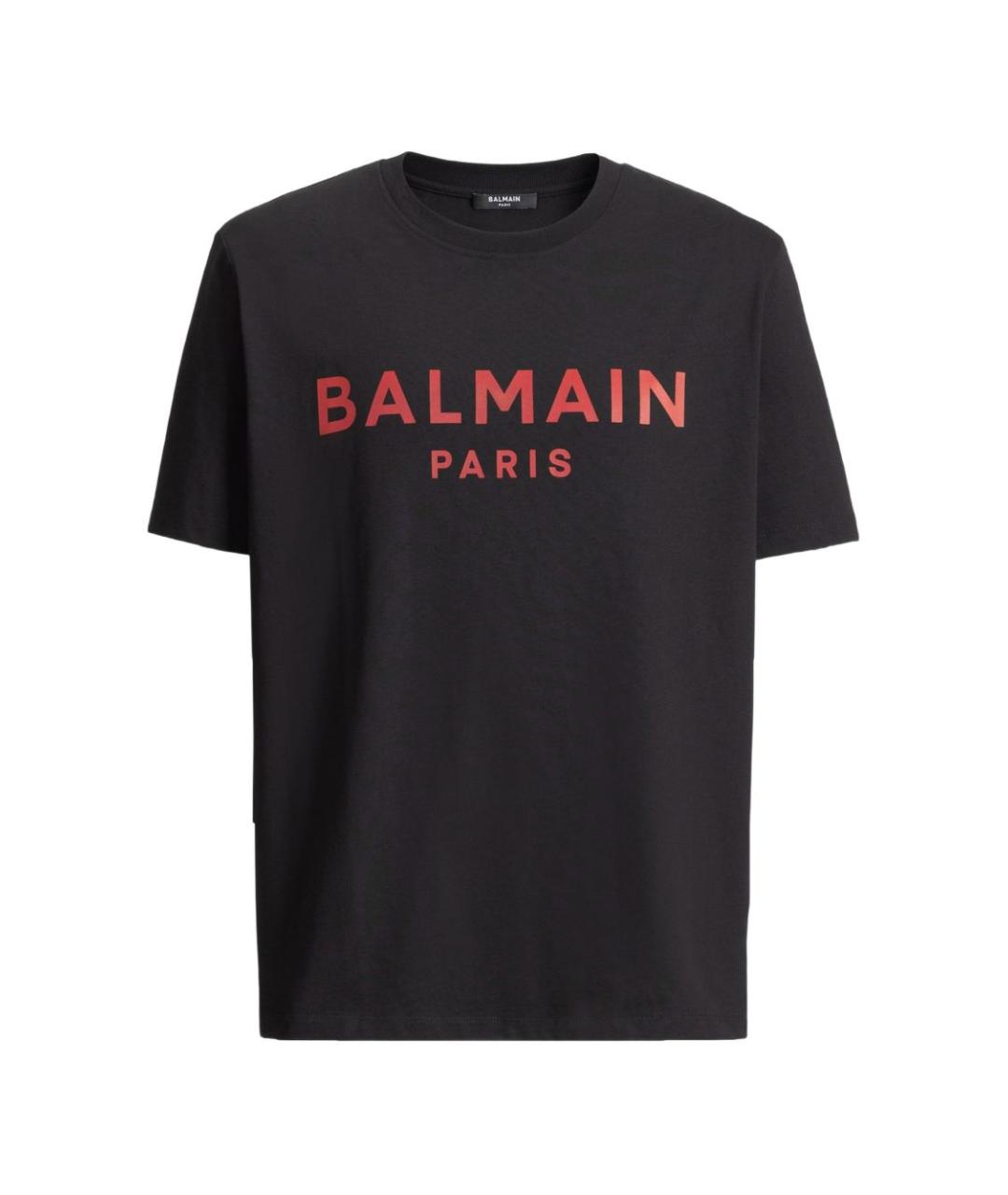 BALMAIN Черная хлопковая футболка, фото 1