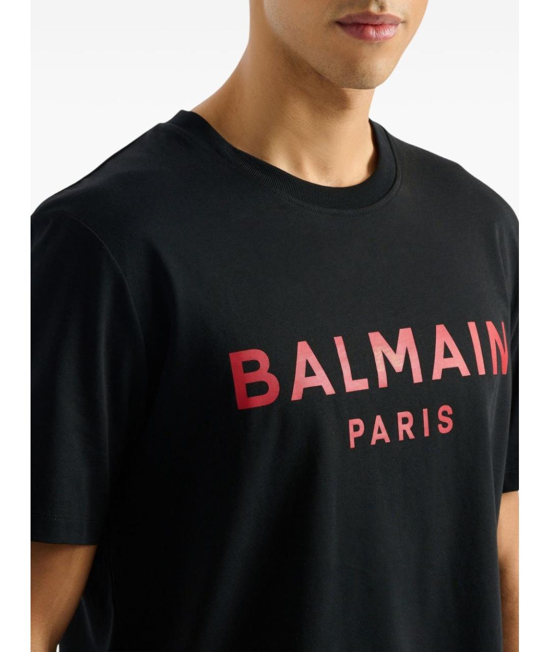 BALMAIN Черная хлопковая футболка, фото 5