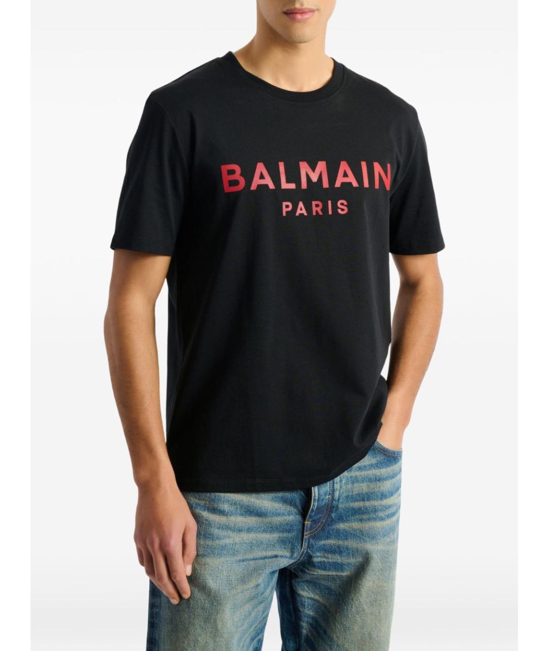 BALMAIN Черная хлопковая футболка, фото 4
