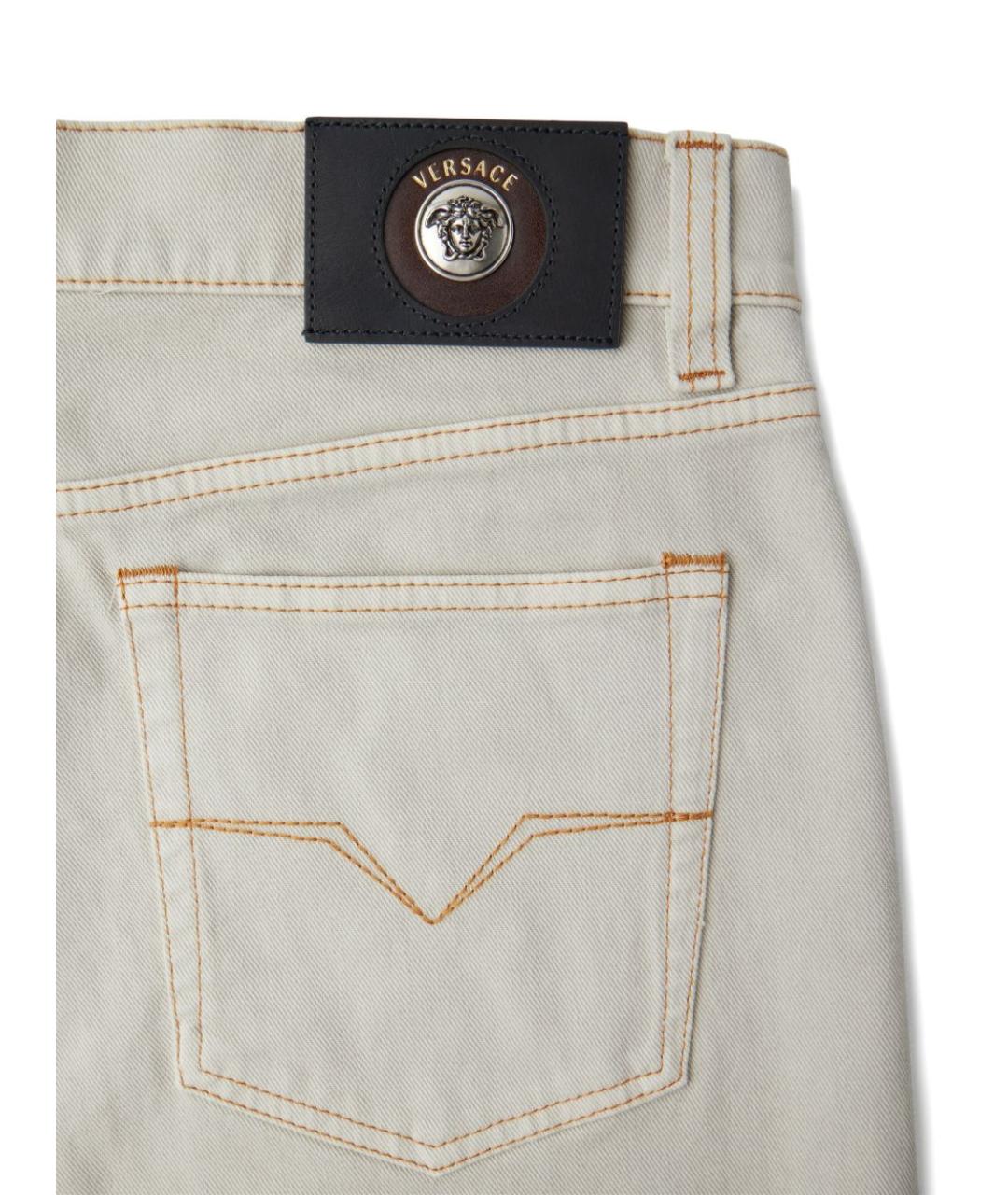 VERSACE Белые хлопковые повседневные брюки, фото 4