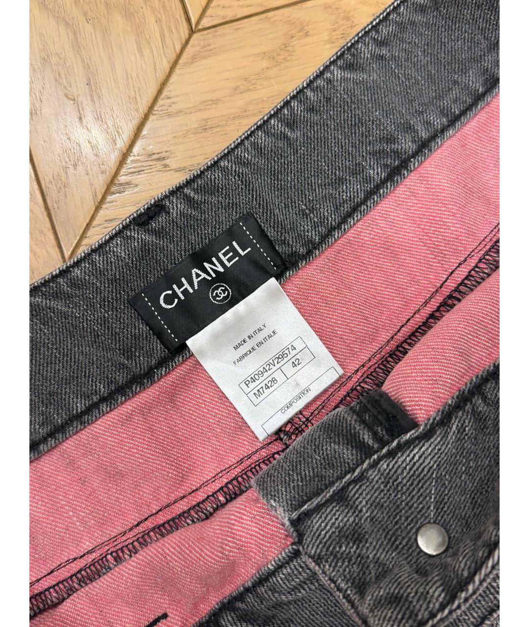 CHANEL Серая деним юбка мини, фото 4