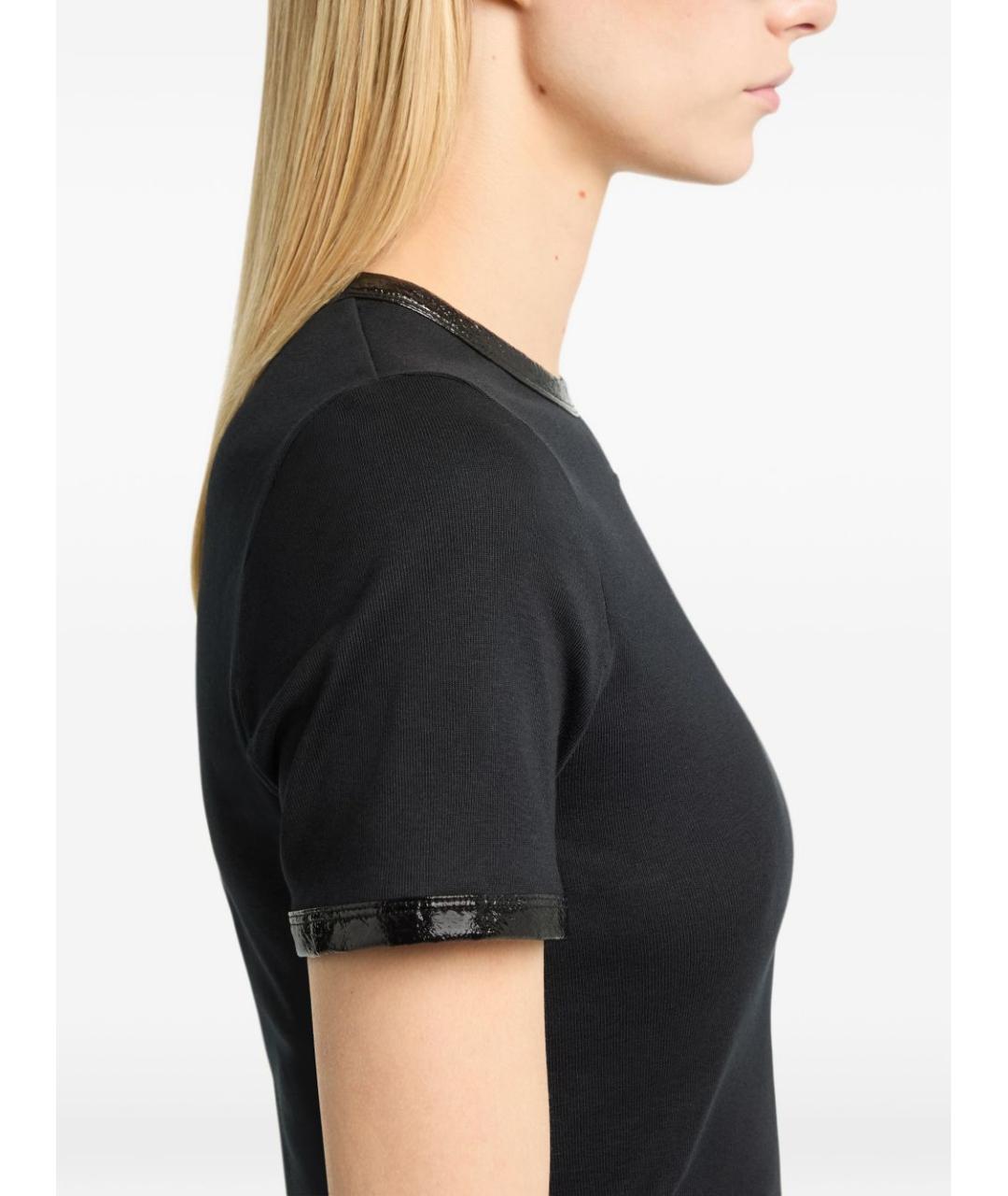 COURREGES Черная хлопковая футболка, фото 4