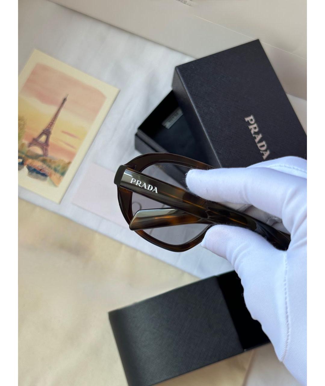 PRADA Коричневые пластиковые солнцезащитные очки, фото 4
