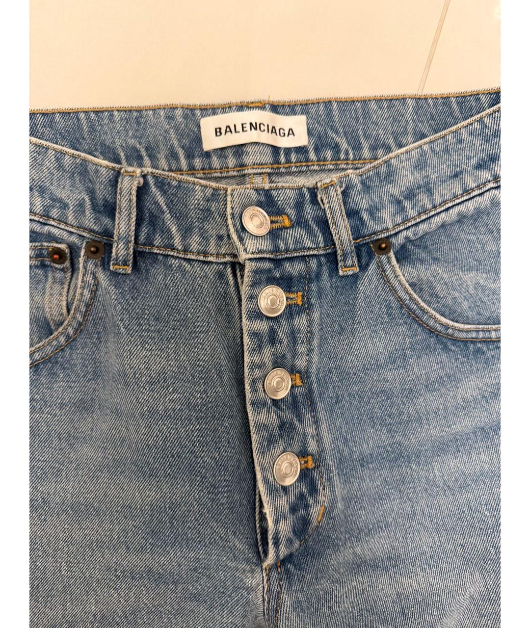 BALENCIAGA Голубые хлопковые прямые джинсы, фото 3