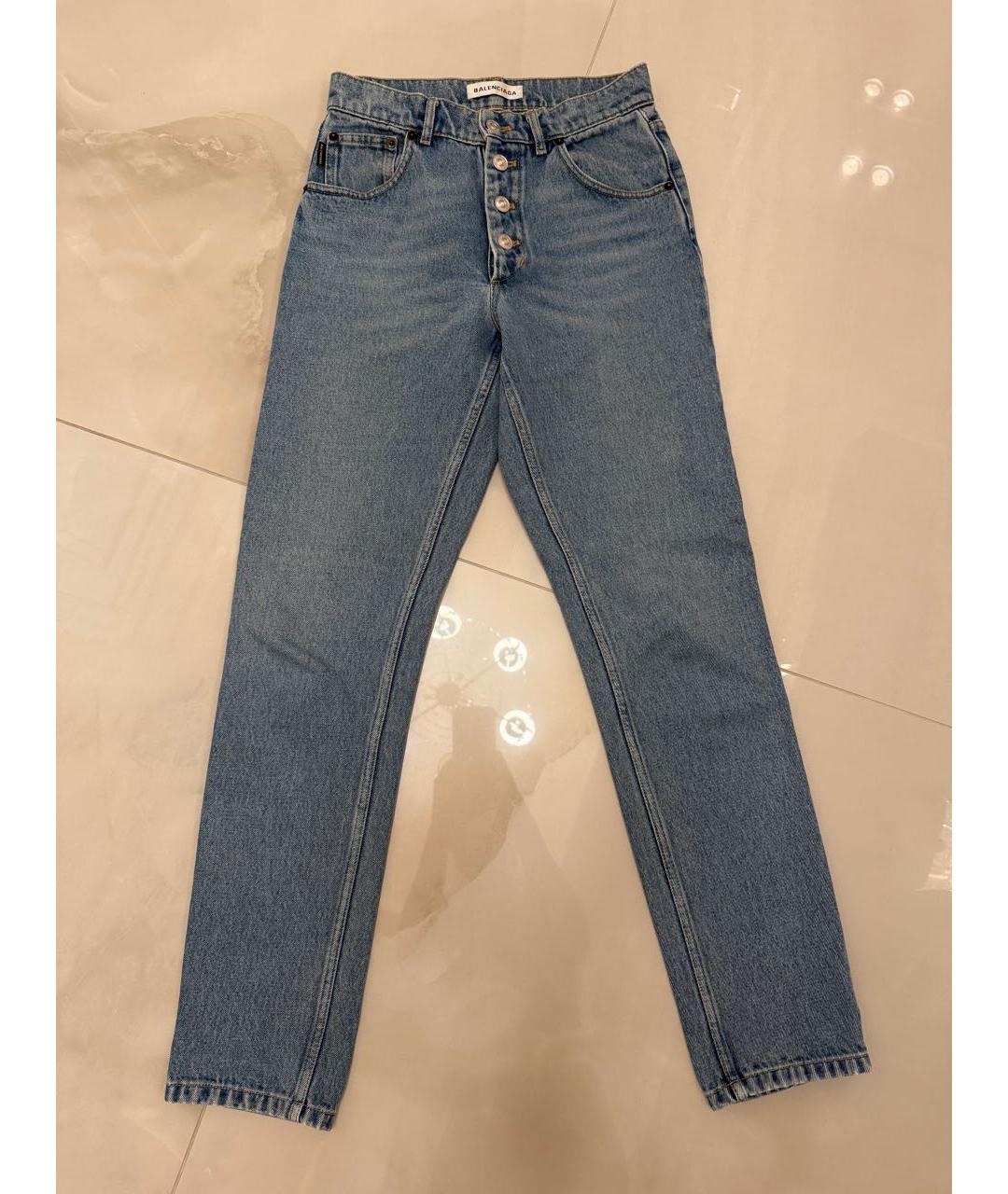 BALENCIAGA Голубые хлопковые прямые джинсы, фото 6