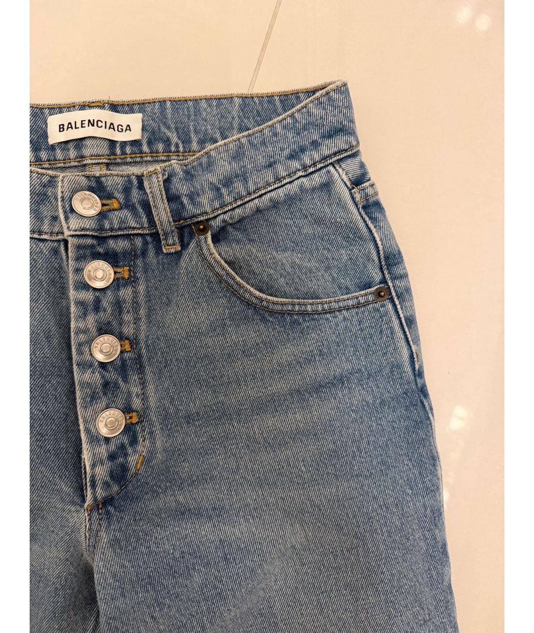 BALENCIAGA Голубые хлопковые прямые джинсы, фото 4