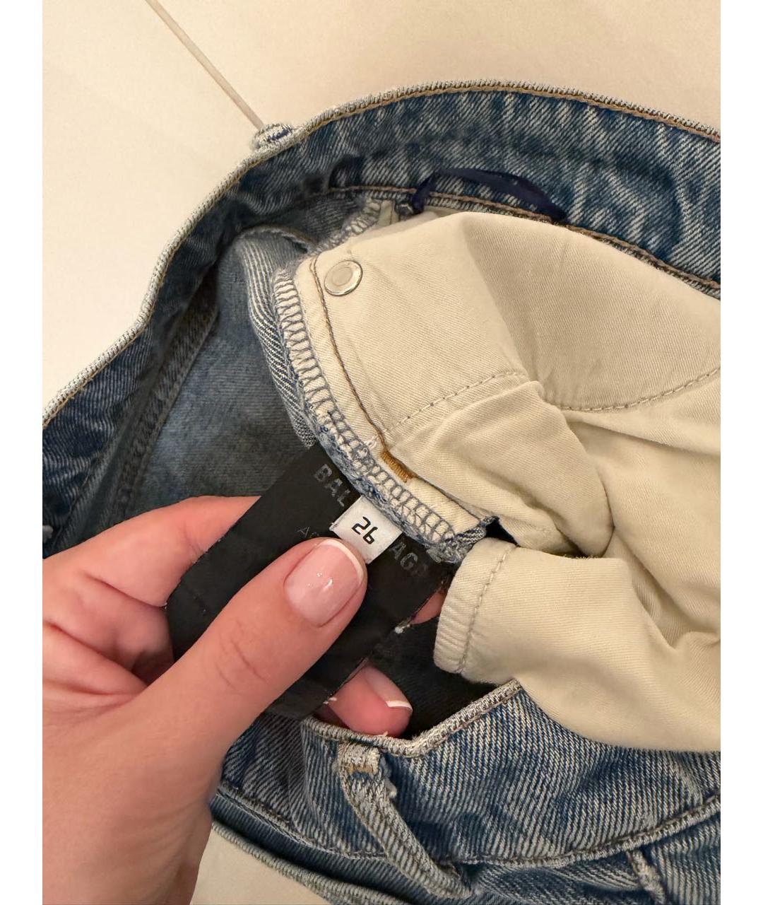 BALENCIAGA Голубые хлопковые прямые джинсы, фото 5