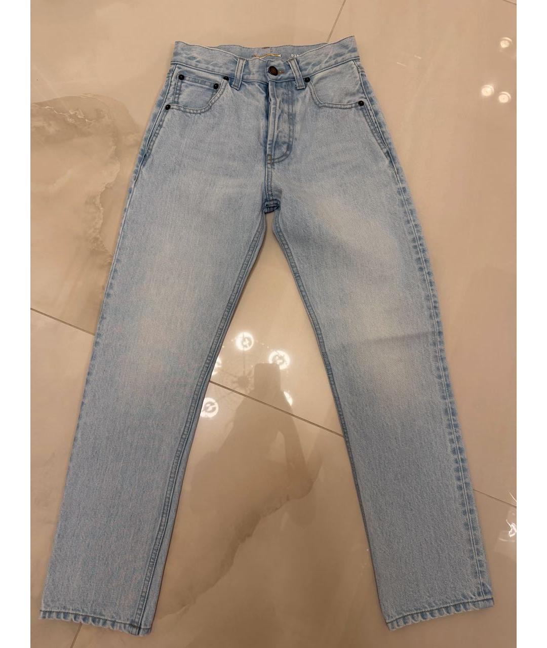 SAINT LAURENT Голубые хлопковые джинсы слим, фото 4