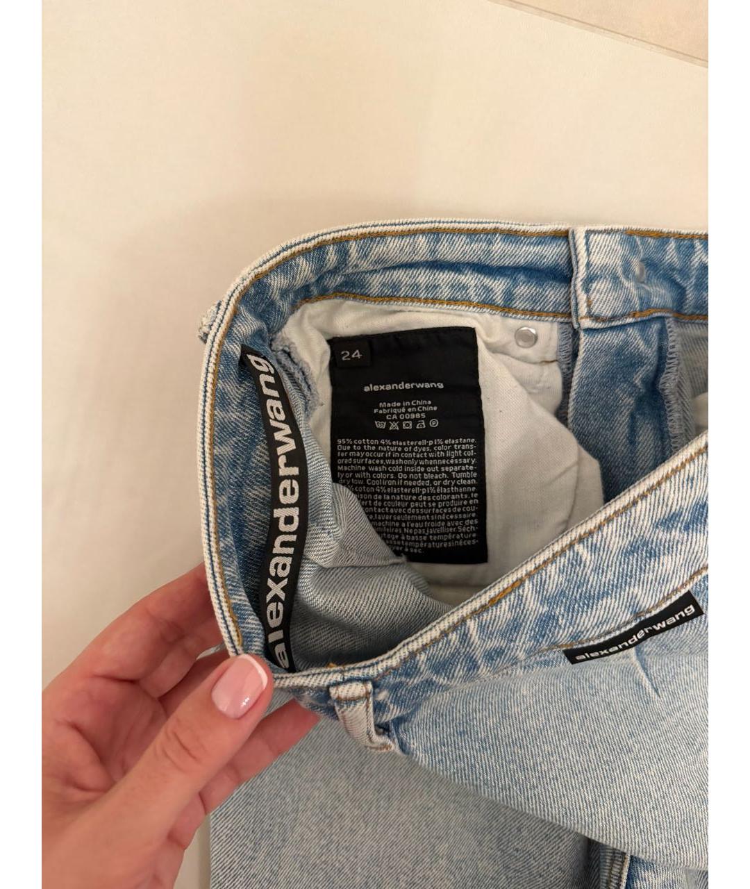 ALEXANDER WANG Голубые хлопковые джинсы клеш, фото 3