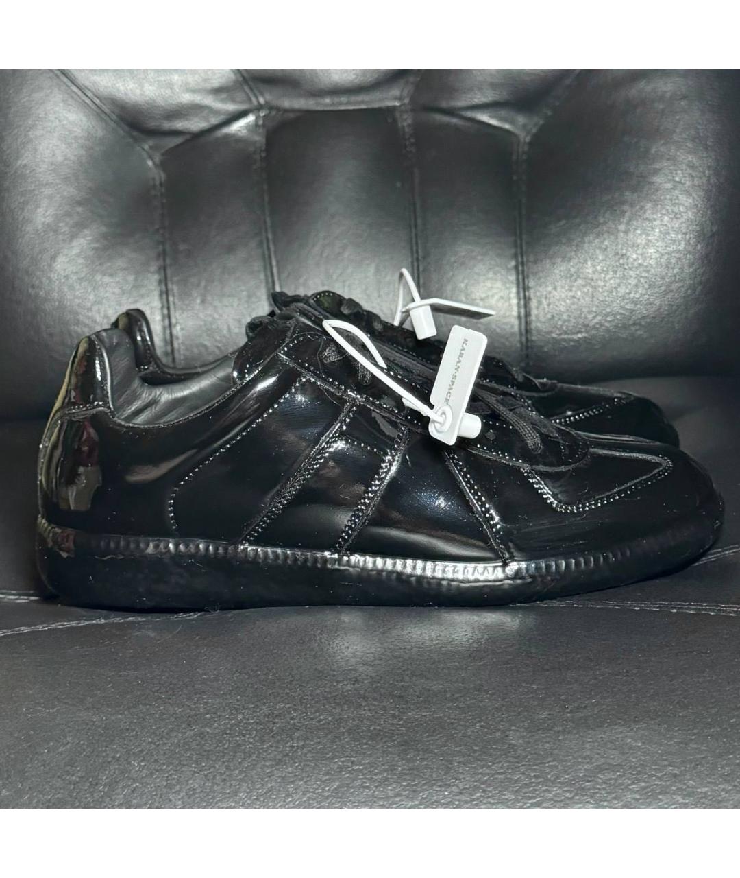 MAISON MARGIELA Черные кожаные кроссовки, фото 9