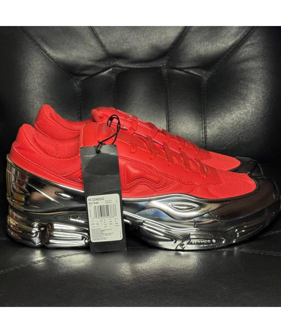 ADIDAS X RAF SIMONS Красные текстильные низкие кроссовки / кеды, фото 2