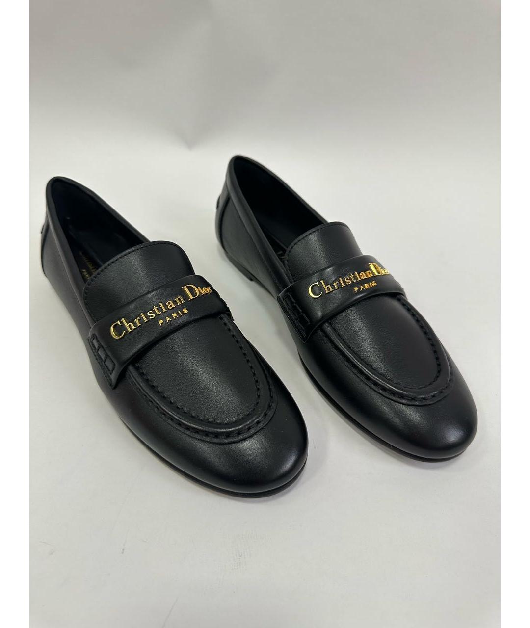 CHRISTIAN DIOR Черные кожаные лоферы, фото 2