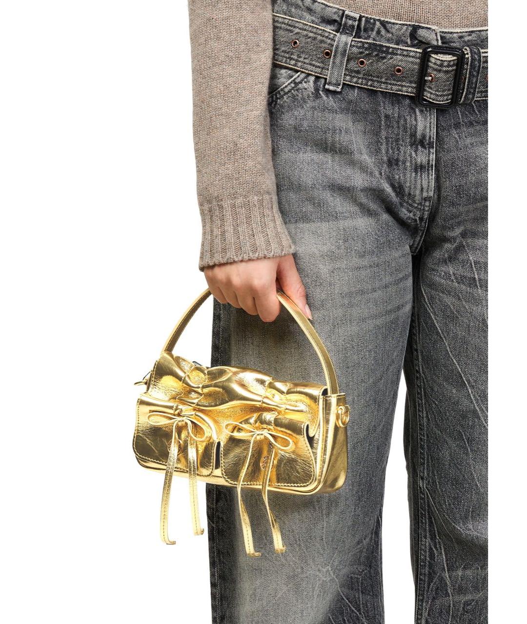 ACNE STUDIOS Золотая кожаная сумка через плечо, фото 7