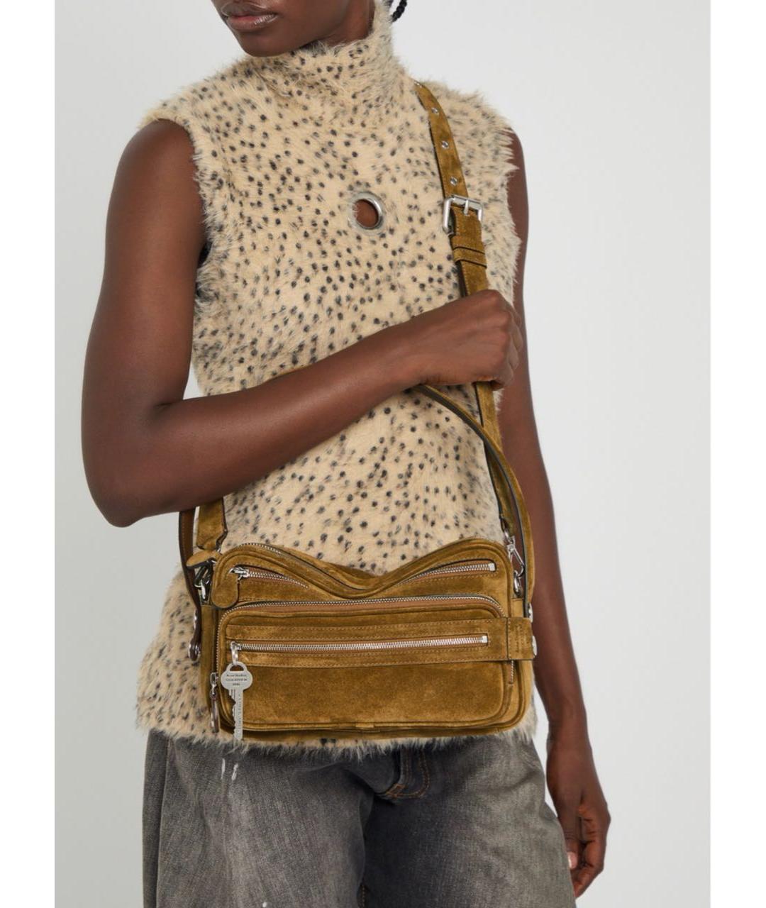 ACNE STUDIOS Коричневая кожаная сумка с короткими ручками, фото 3