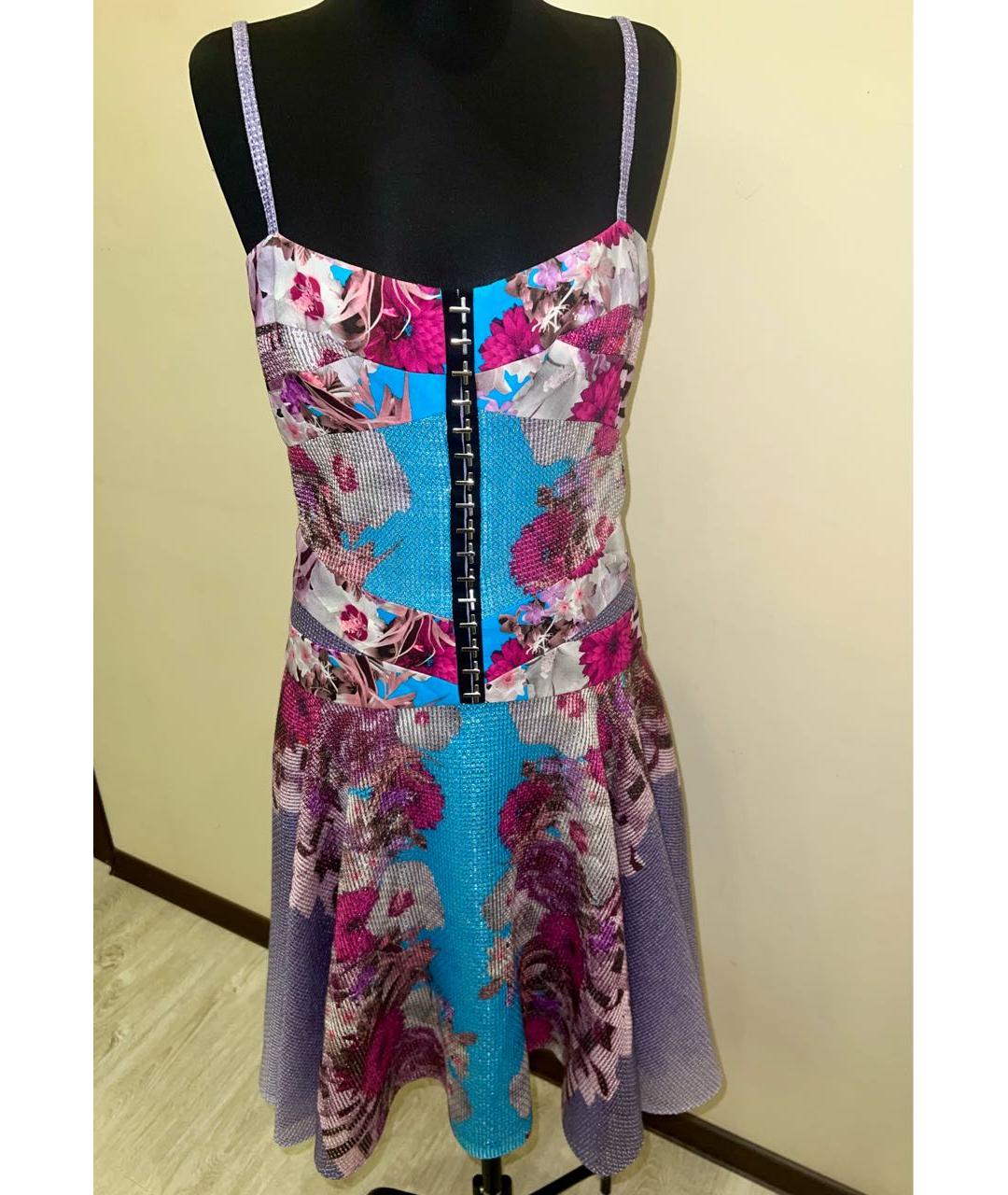 VERSACE Мульти хлопковое коктейльное платье, фото 8