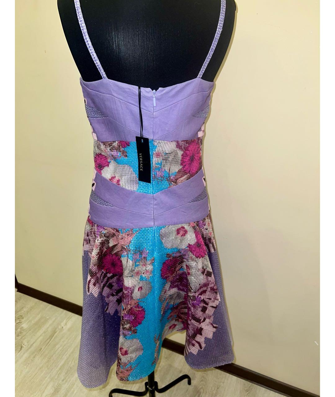 VERSACE Мульти хлопковое коктейльное платье, фото 3