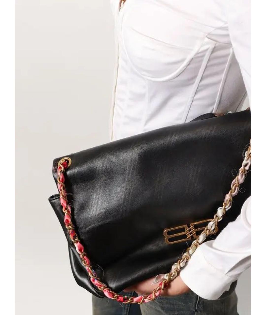 BALENCIAGA Черная кожаная сумка тоут, фото 2