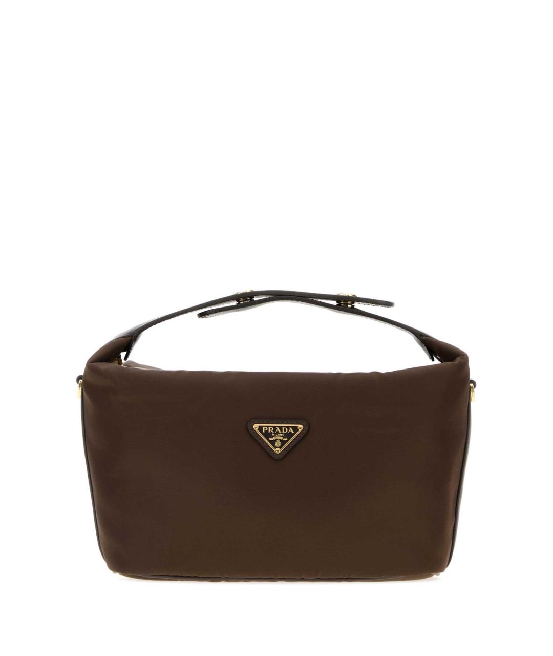 PRADA Коричневая нейлоновая сумка с короткими ручками, фото 1