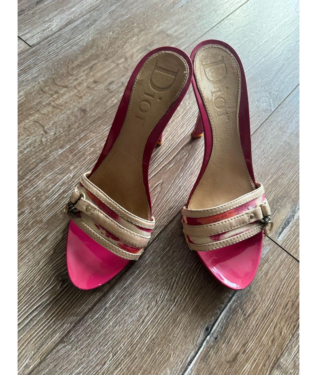 CHRISTIAN DIOR Розовые текстильные босоножки, фото 3