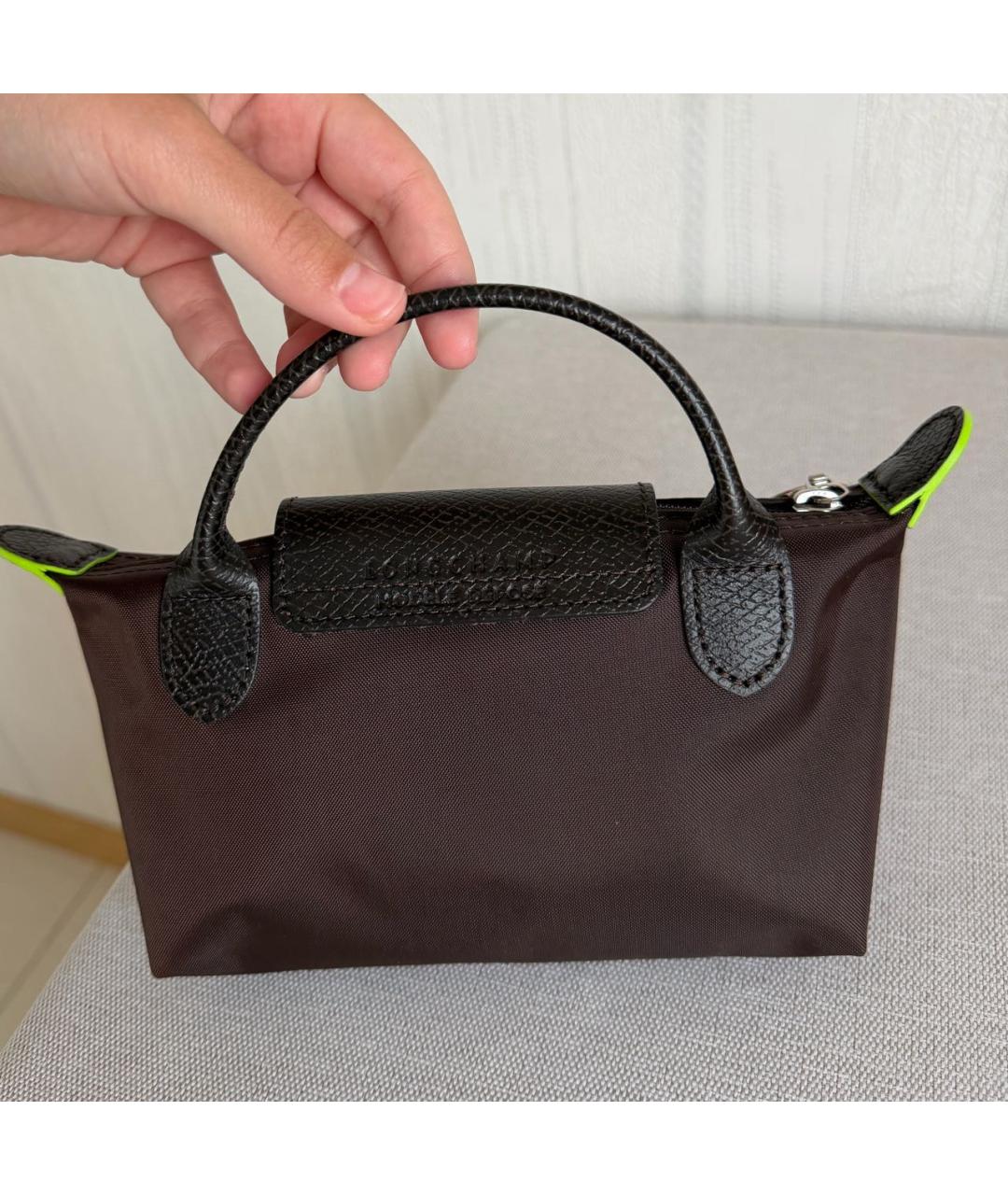 LONGCHAMP Коричневая кожаная сумка с короткими ручками, фото 3