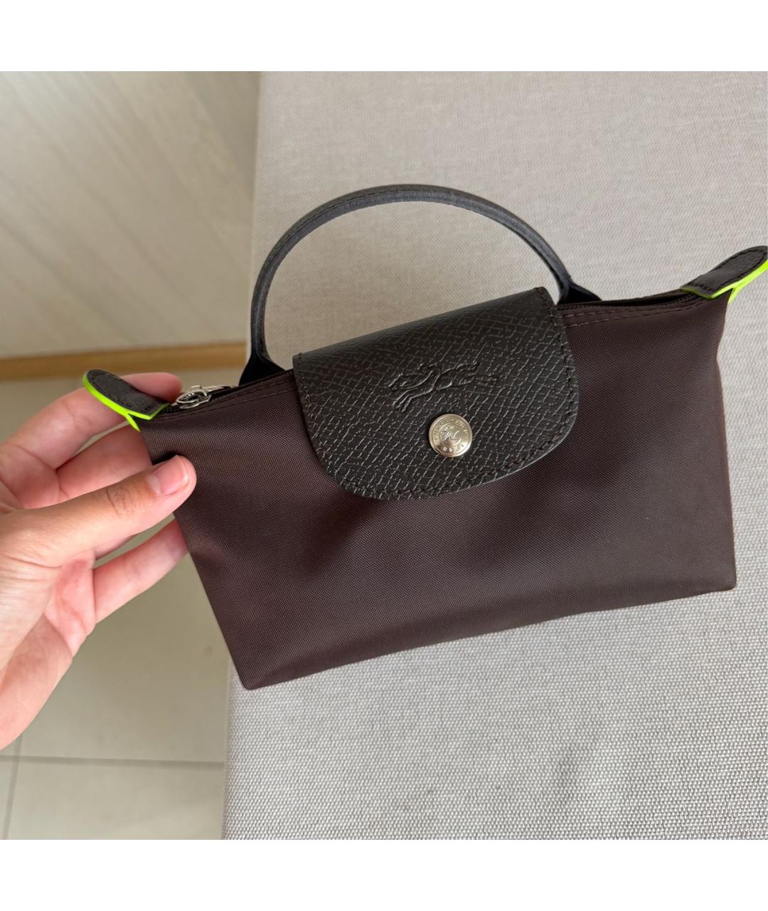LONGCHAMP Коричневая кожаная сумка с короткими ручками, фото 2