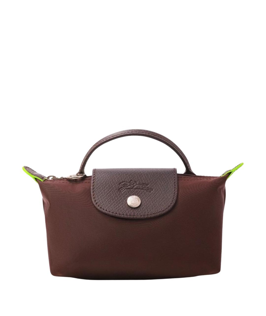 LONGCHAMP Коричневая кожаная сумка с короткими ручками, фото 1
