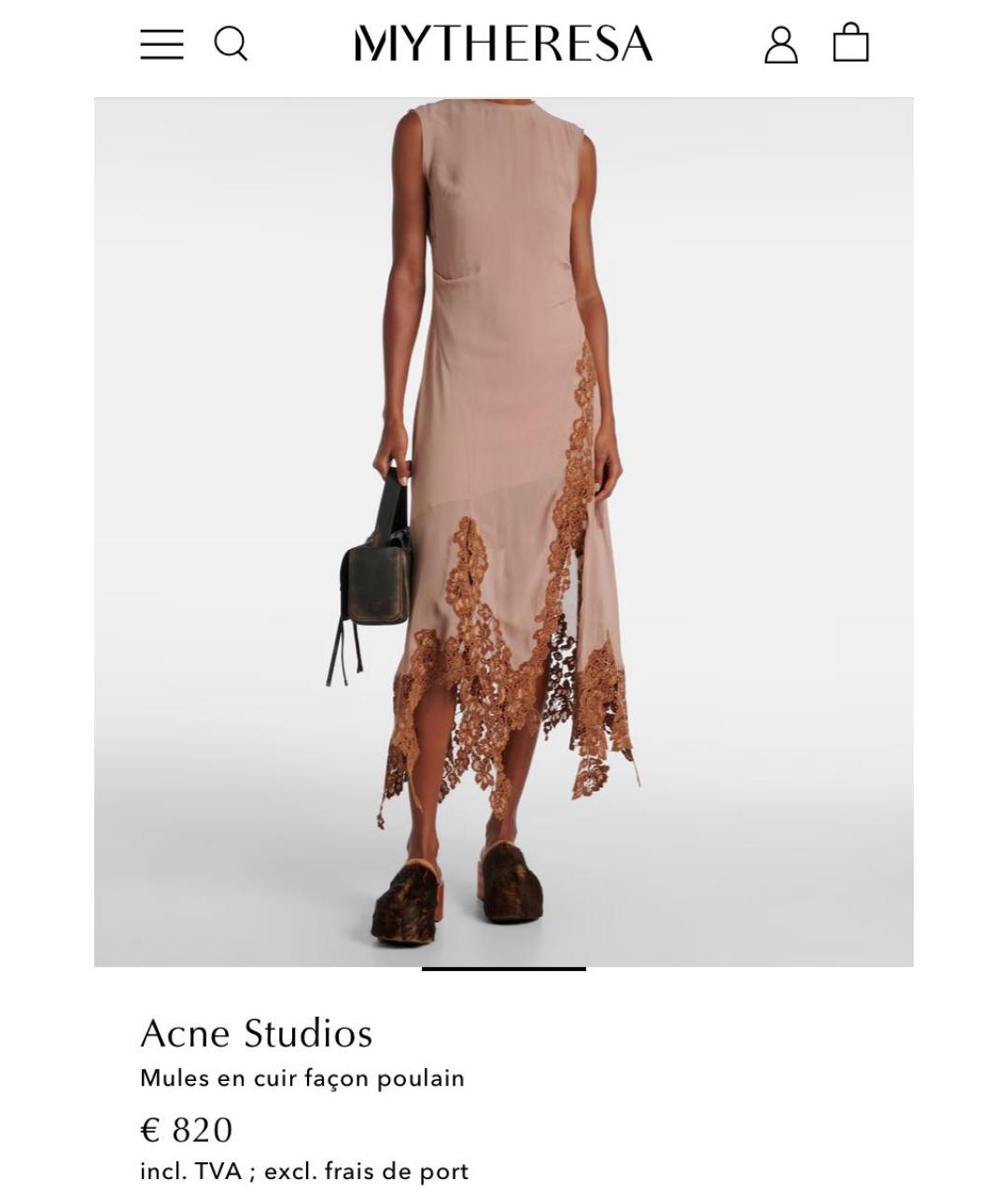 ACNE STUDIOS Коричневые кожаные сабо, фото 5