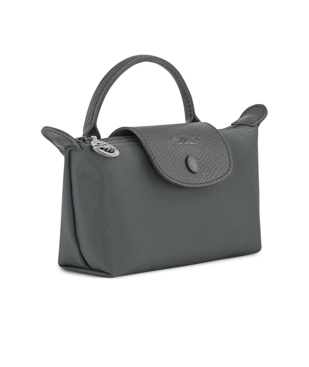 LONGCHAMP Антрацитовая тканевая сумка с короткими ручками, фото 4