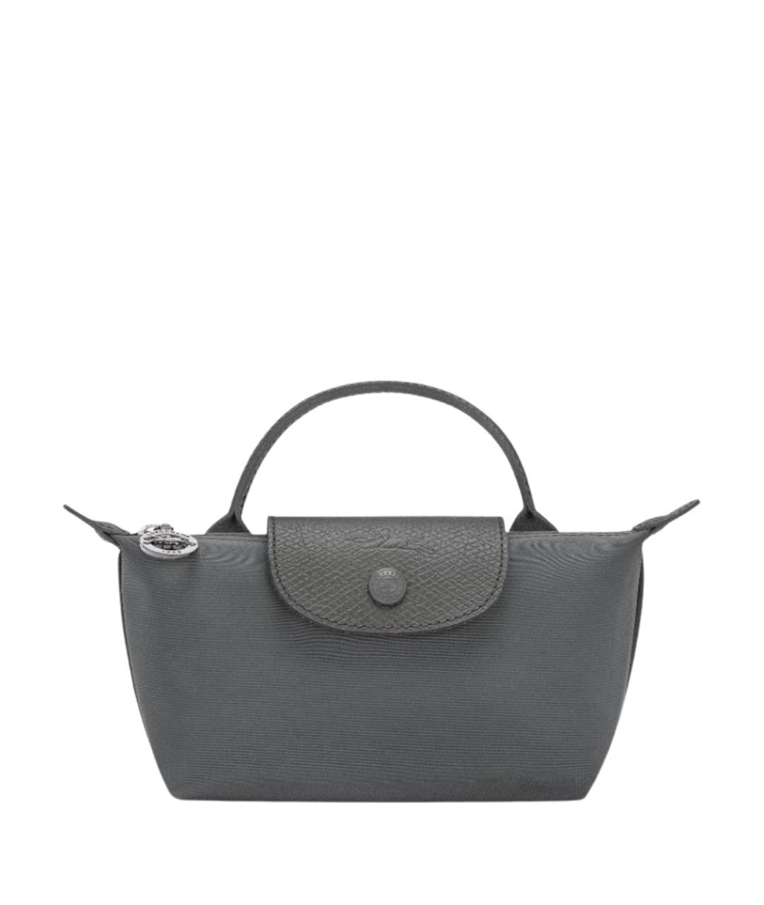 LONGCHAMP Антрацитовая тканевая сумка с короткими ручками, фото 1