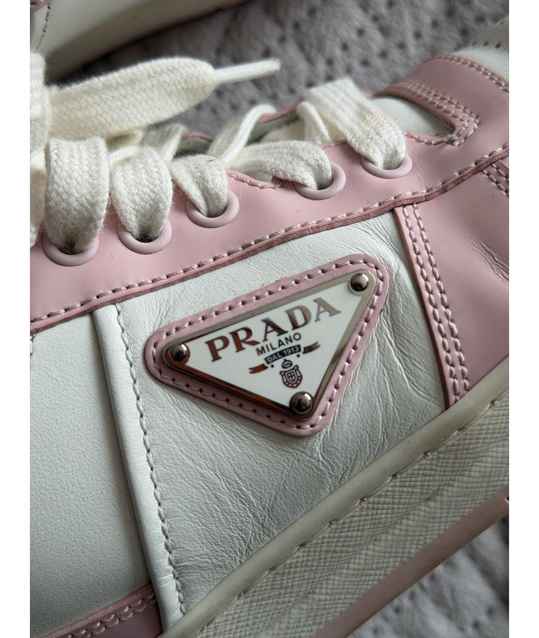PRADA Розовые кожаные кроссовки, фото 3