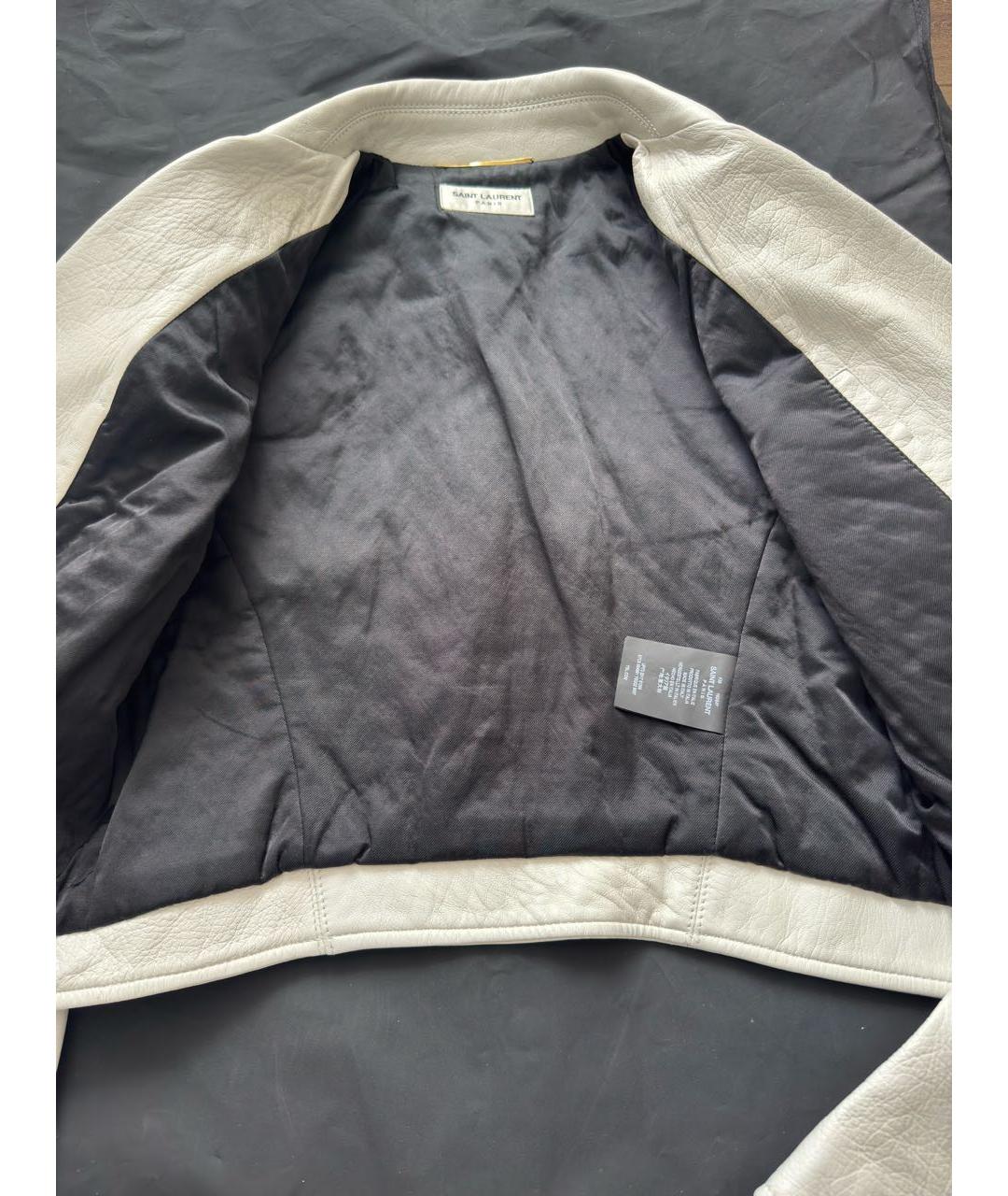 SAINT LAURENT Белая кожаная куртка, фото 5