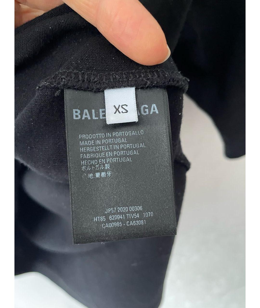BALENCIAGA Черная хлопковая футболка, фото 4