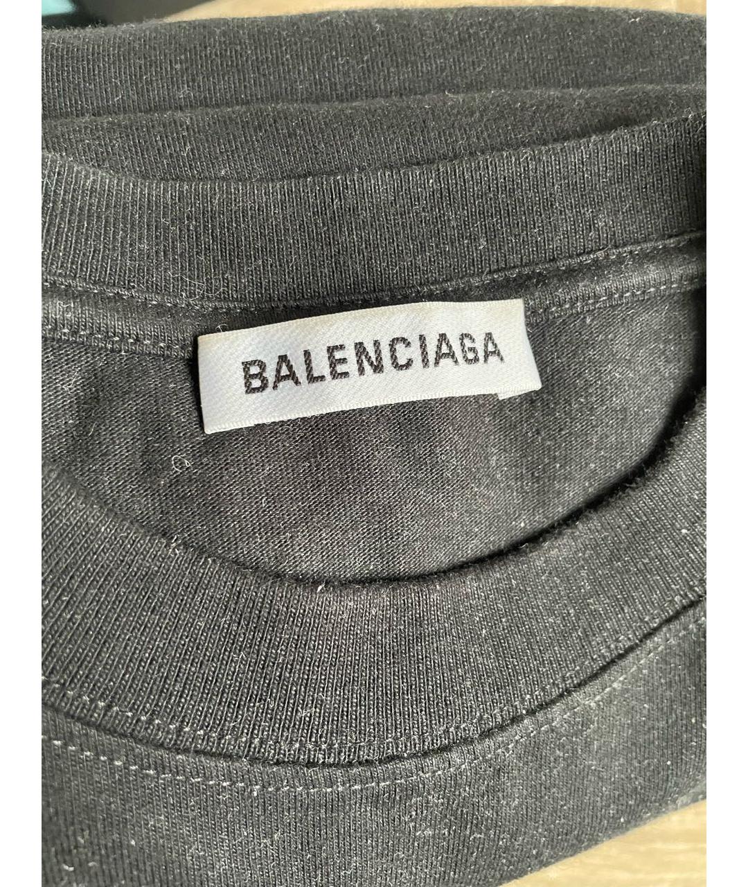 BALENCIAGA Черная хлопковая футболка, фото 3