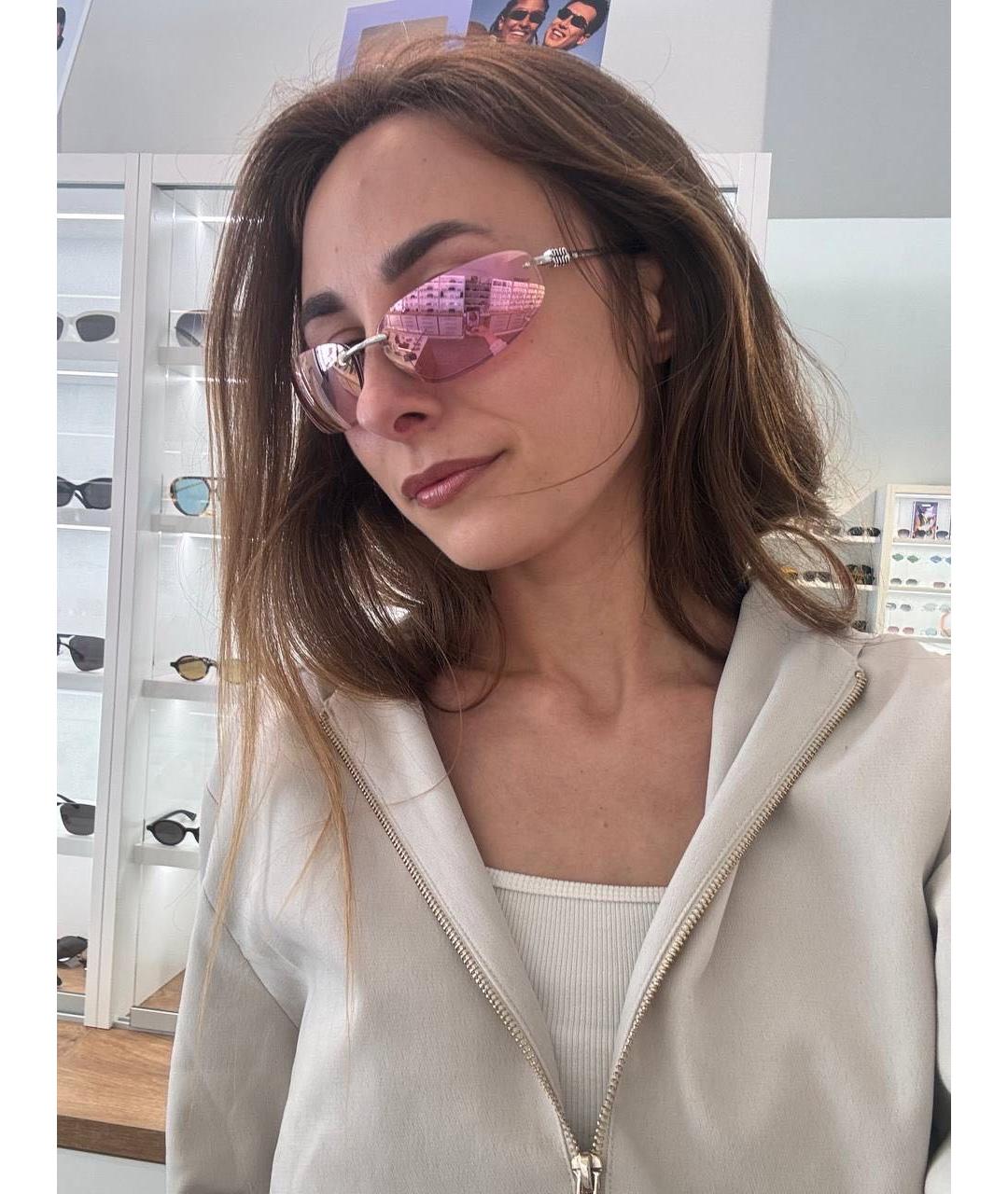 MIU MIU Розовые металлические солнцезащитные очки, фото 5