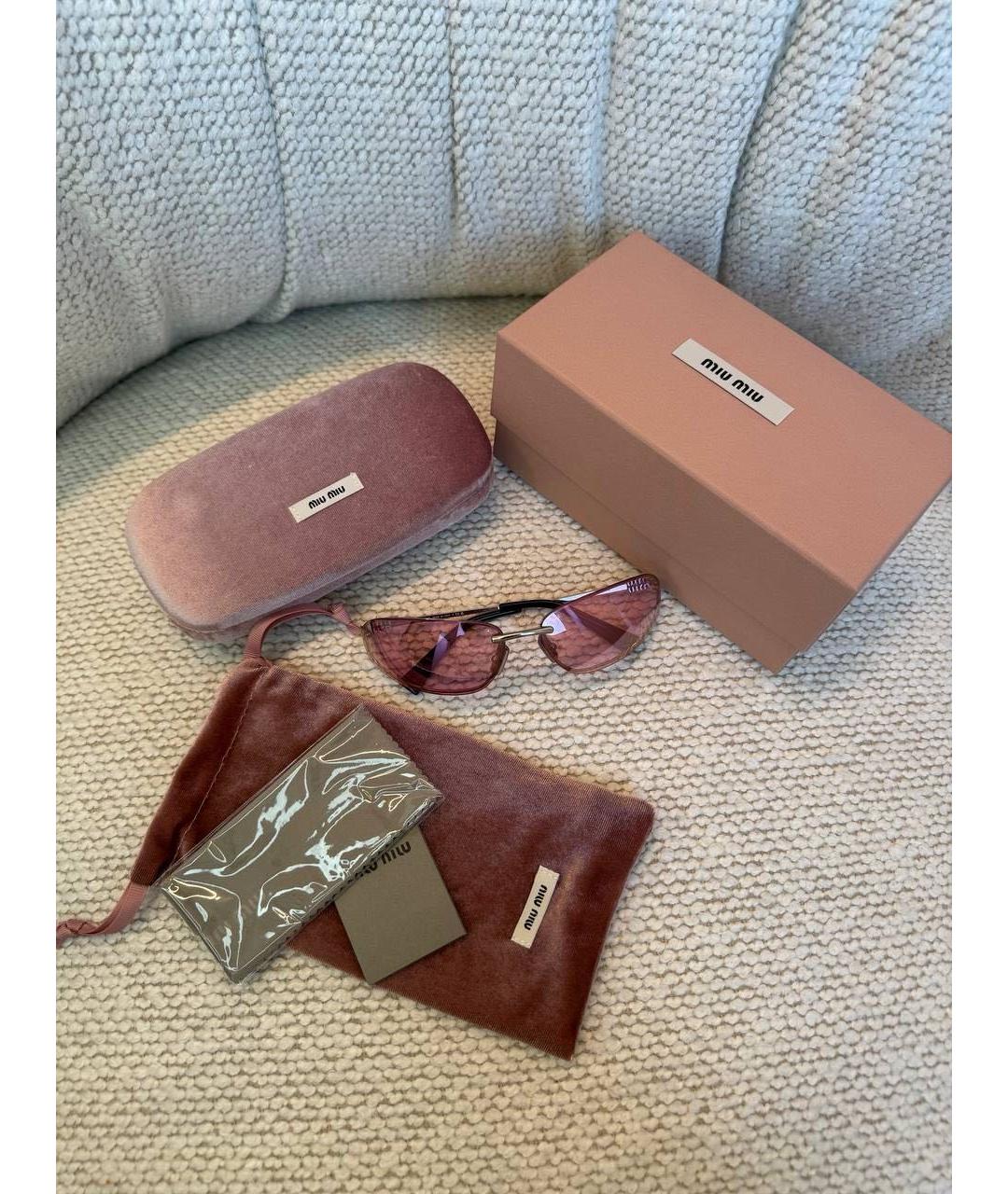 MIU MIU Розовые металлические солнцезащитные очки, фото 2
