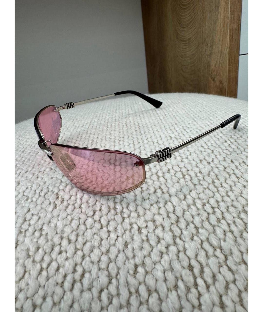 MIU MIU Розовые металлические солнцезащитные очки, фото 4