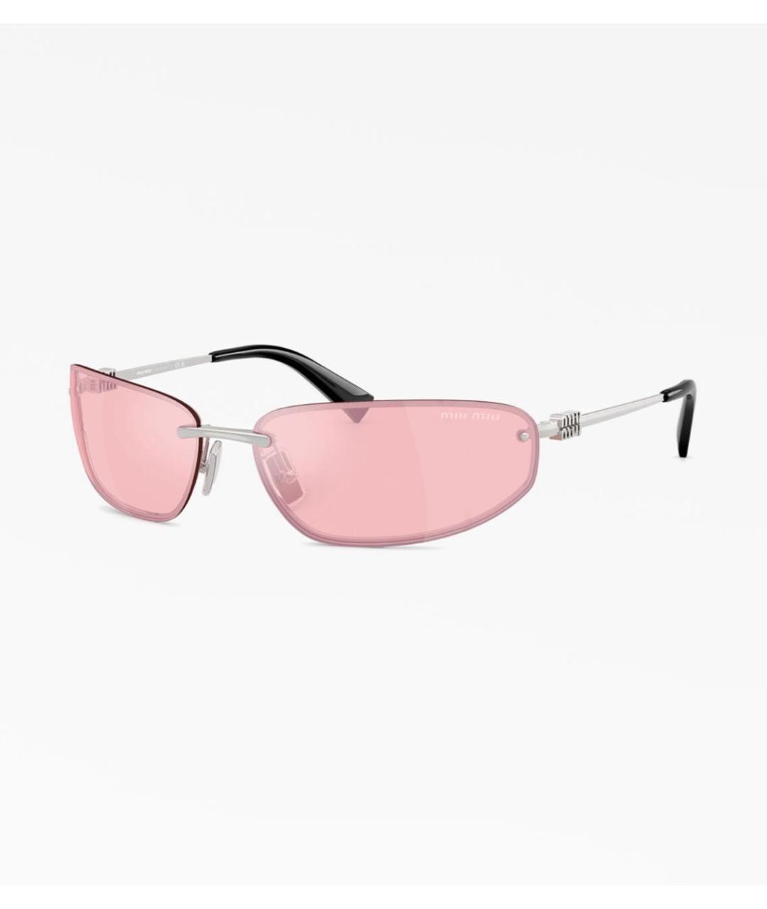 MIU MIU Розовые металлические солнцезащитные очки, фото 6
