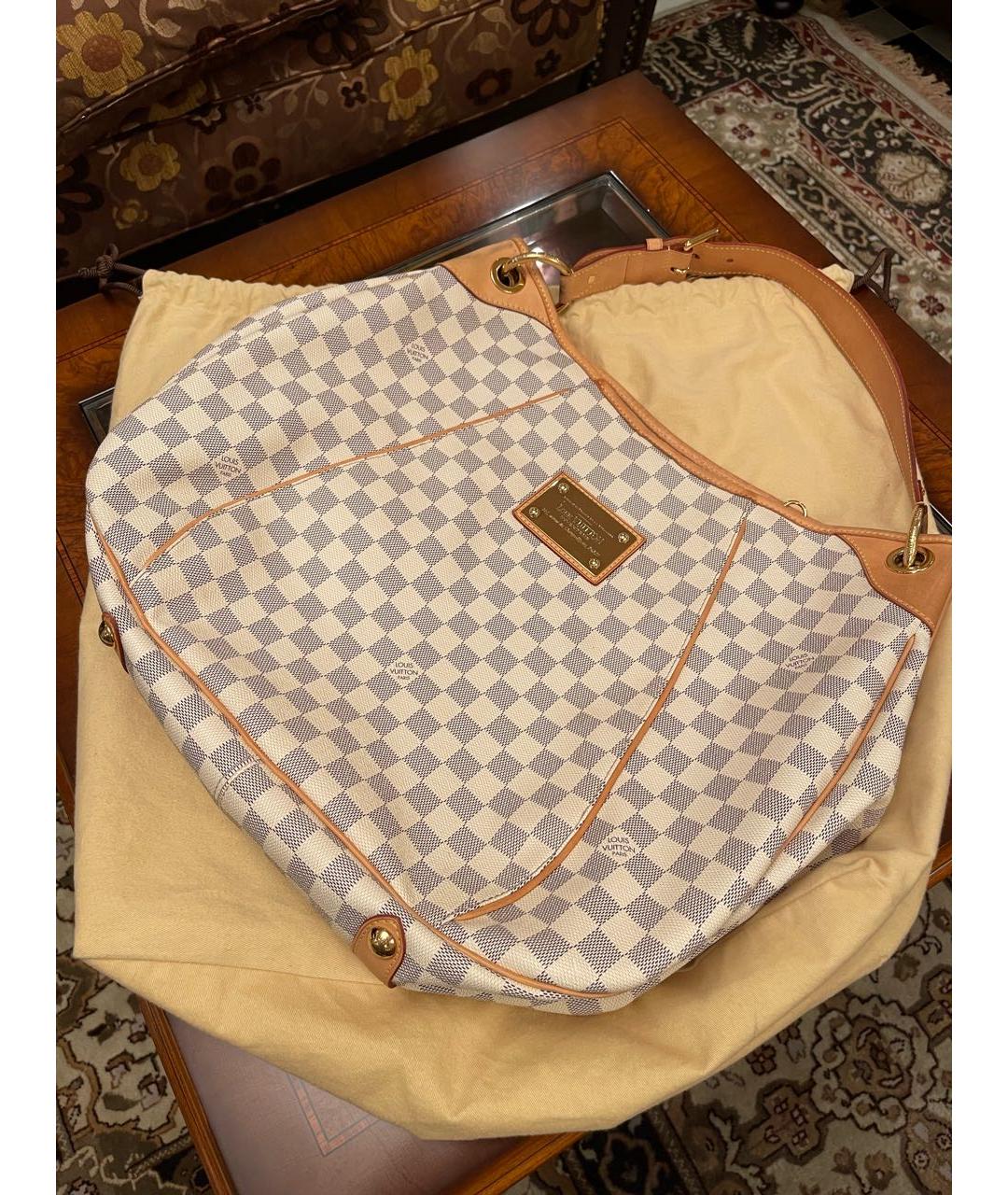 LOUIS VUITTON Белая кожаная сумка тоут, фото 7