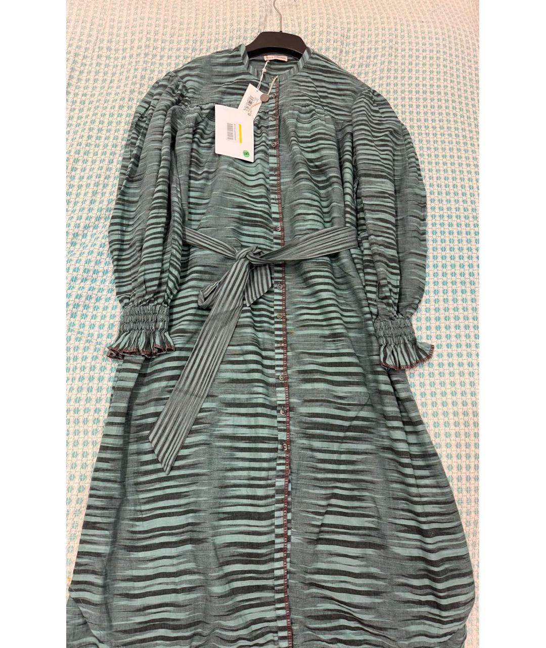 ULLA JOHNSON Бирюзовое хлопковое повседневное платье, фото 2