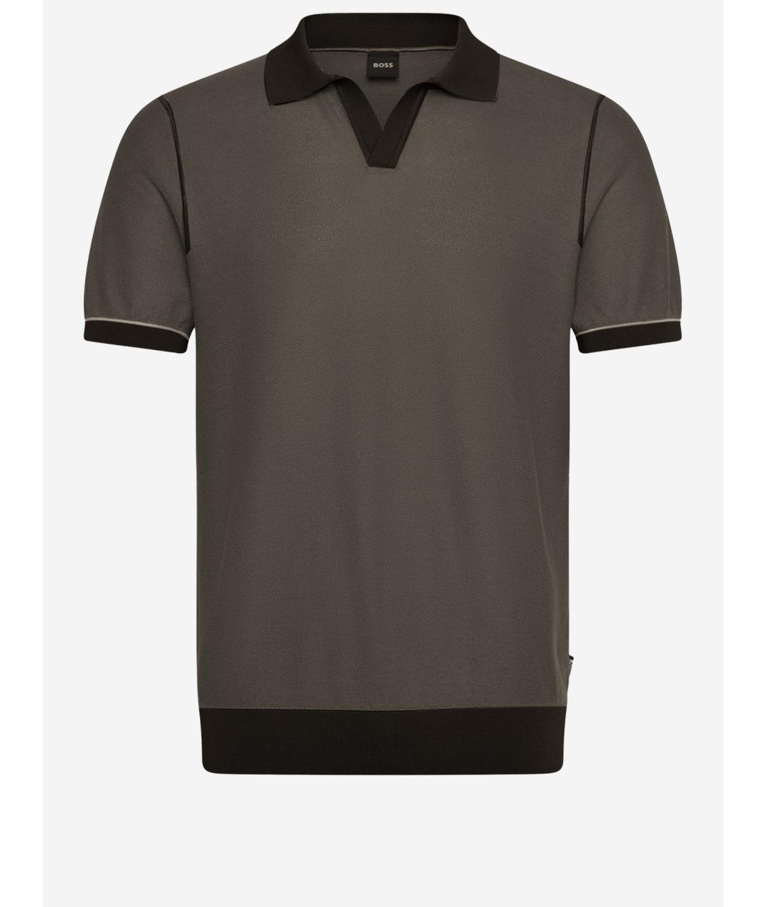 HUGO BOSS Коричневое хлопковое поло с коротким рукавом, фото 4